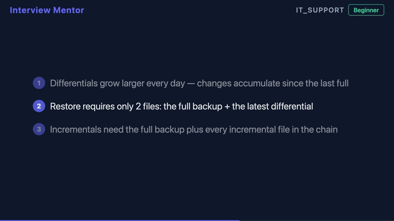 What is a Differential Backup? | IT Support Interview