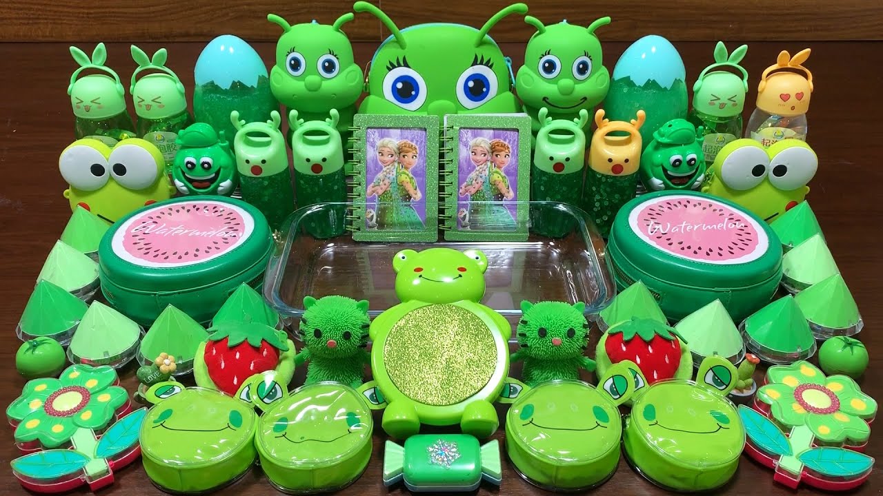 SPECIAL GREEN SLIME - Mixing Random Things Into Glossy Slime ! Satisfying Slime Videos #1118