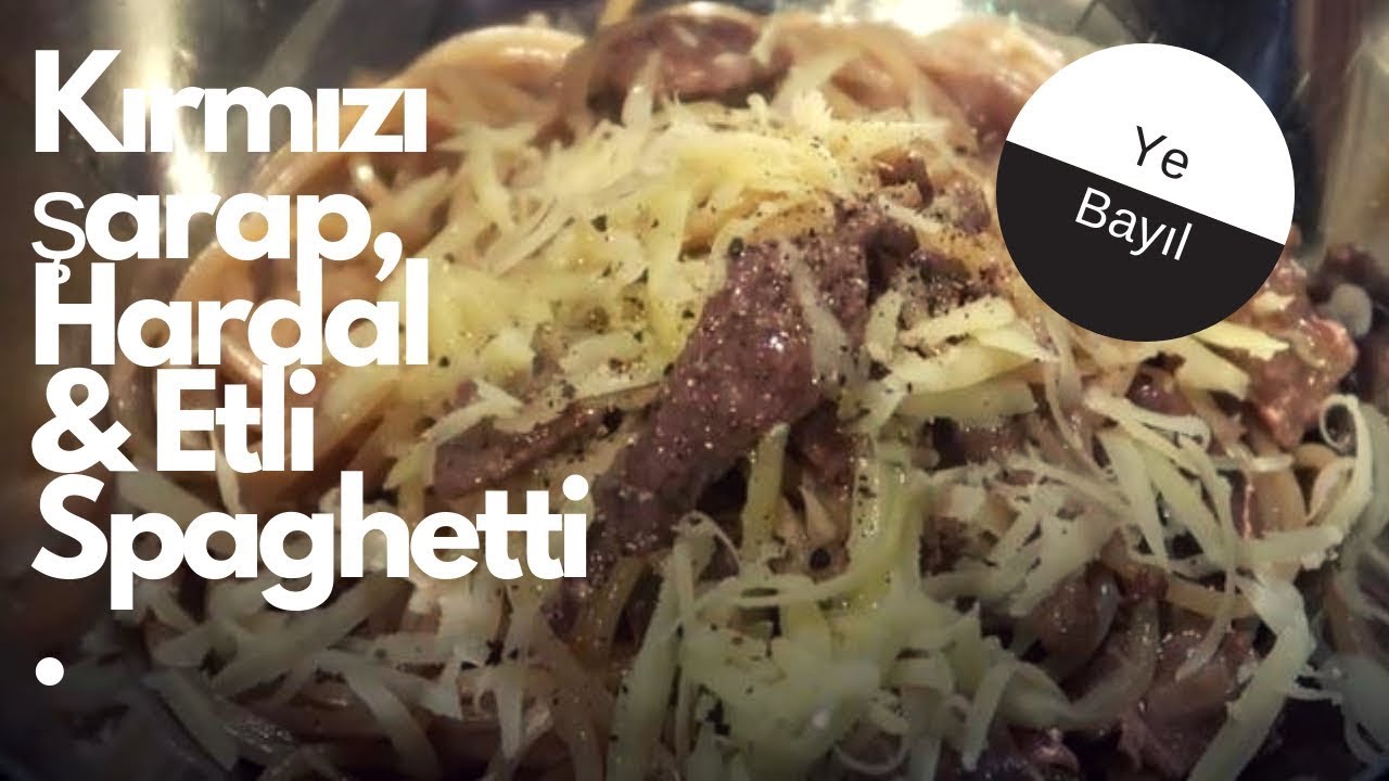 Kırmızı Şarap Hardal Etli Hardallı Spaghetti