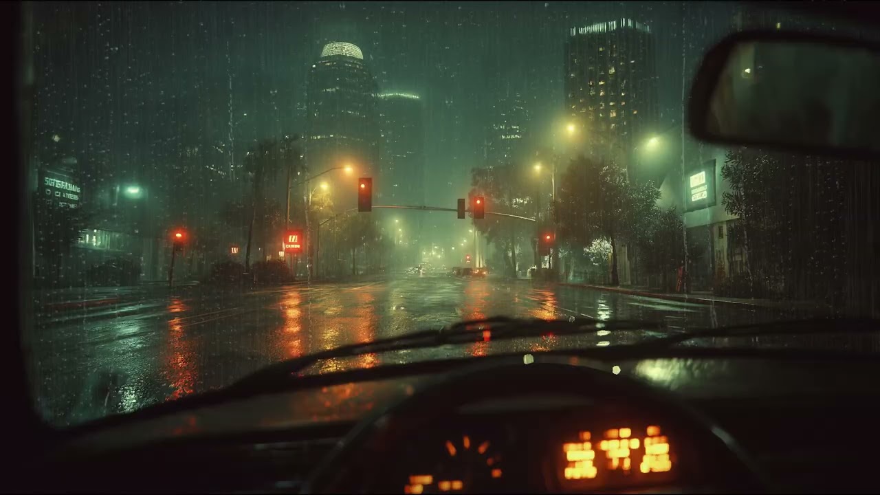 Cozy Rainy Night Drive Window Ambience with Gentle Rain Sounds for Calm Sleep and Relaxation