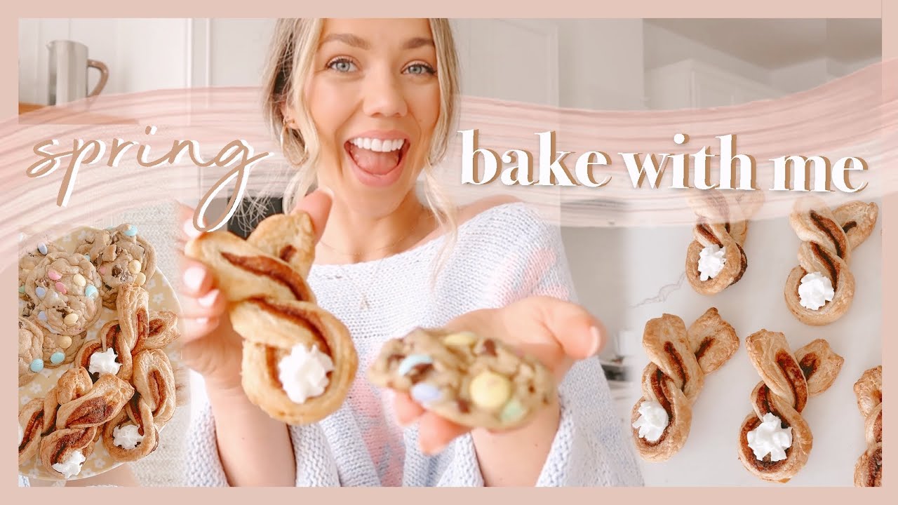 SPRING BAKE WITH ME | Bunny buns & pastel chocolate chip cookies! 🌸✨