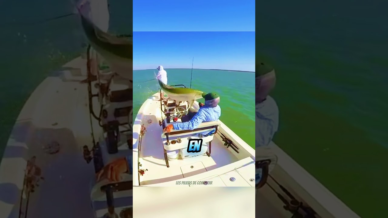 Poisson g&eacute;ant saute par-dessus le bateau : moment fou ! #pecheur #p&ecirc;che #fishing #insolite #poisson