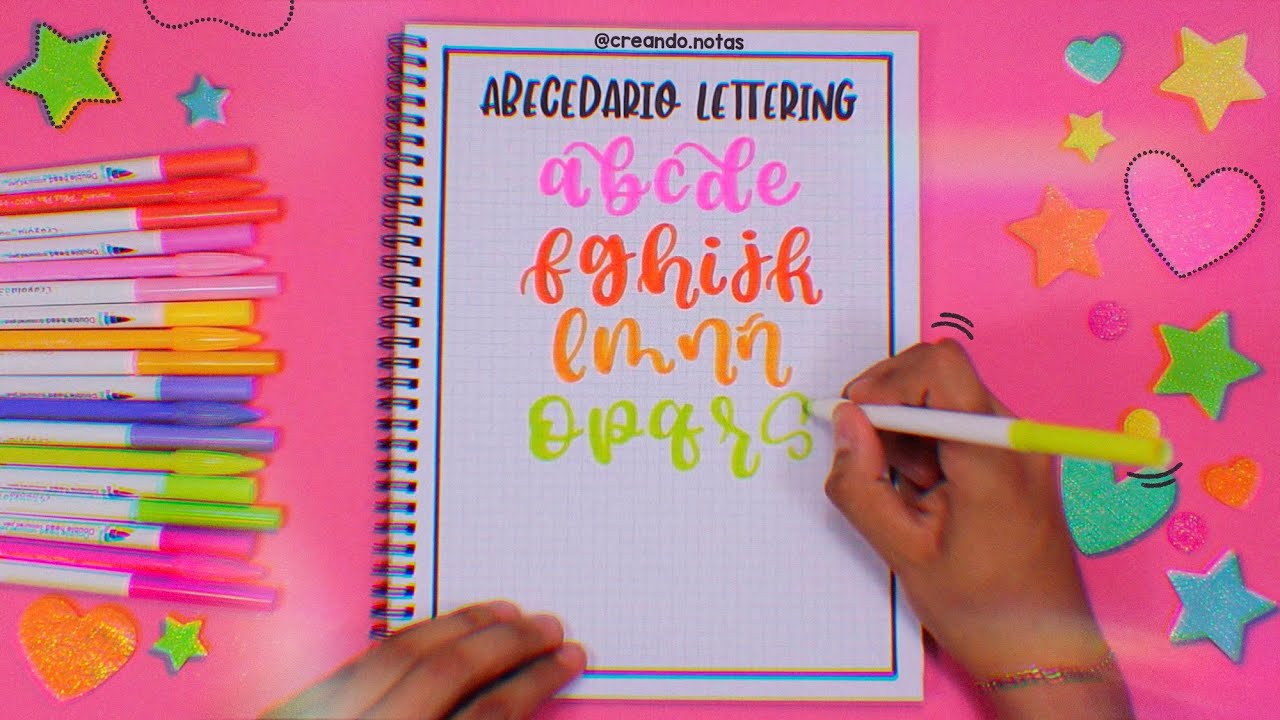 Cómo hacer el ABECEDARIO de FALSO LETTERING con marcadores de punta cónica #lettering #letteringlove