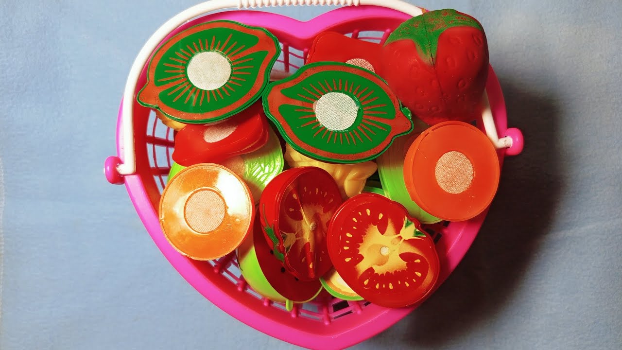 Satisfying ASMR | Organizing and Matching Colorful Fruit Slices in a Heart Basket