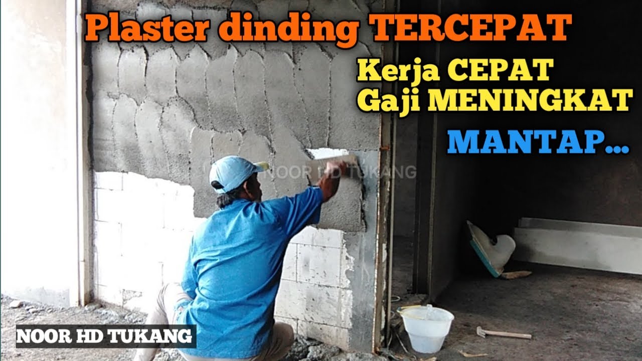 Cara plaster dinding cepat rata dan lurus // wall plaster quick way // @NOORHDTUKANG