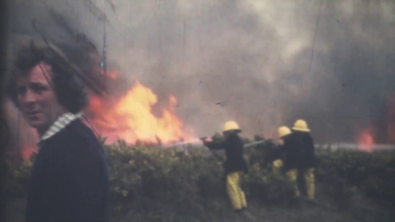 old cine film of holt fire brigade at massive heath fire at salthouse