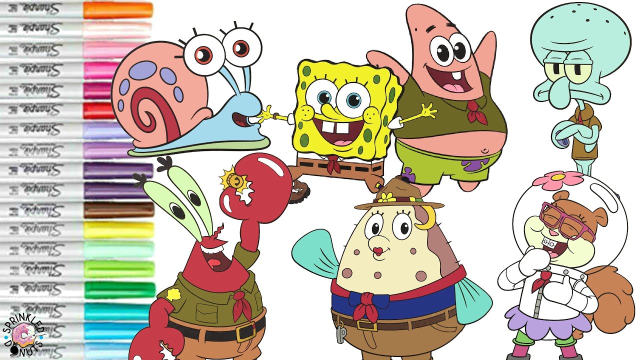 SpongeBob SquarePants Coloring Book Compilation Kamp Koral Patrick Star Mrs Puffs Gary Squidward