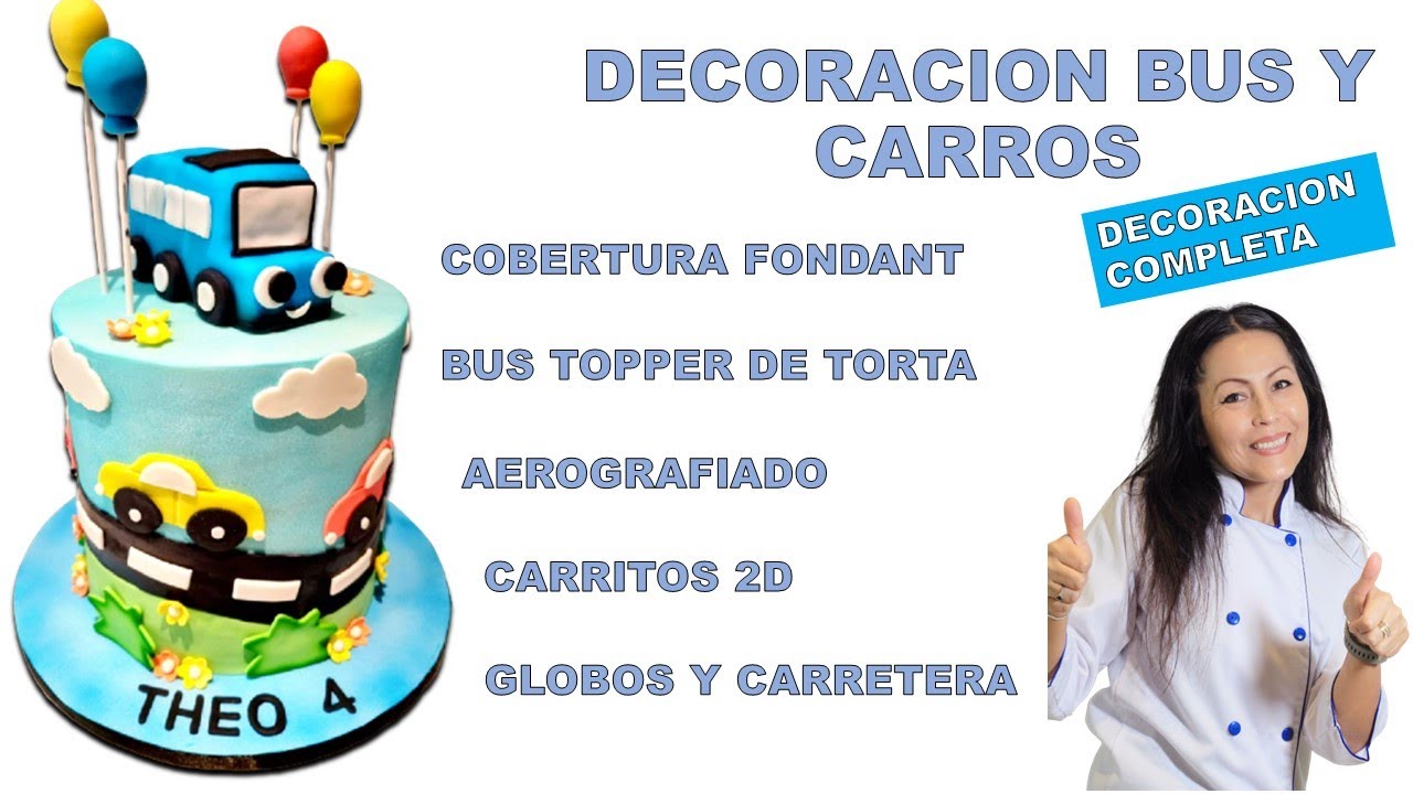 DECORACION BUS (DE TORTA) Y CARROS - TODO COMESTIBLE! MAS TODOS LOS DETALLES DECORATIVOS 🚌🚌🚌
