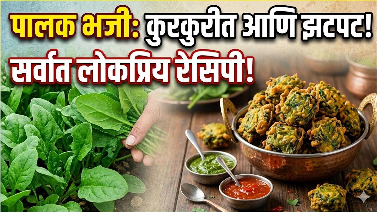 “1दा खाल तर रोज बनवाल 😋 कुरकुरीत पालक भजी!”Crispy Palak Bhaji 😋 | Secret Pakoda Recipe 🔥