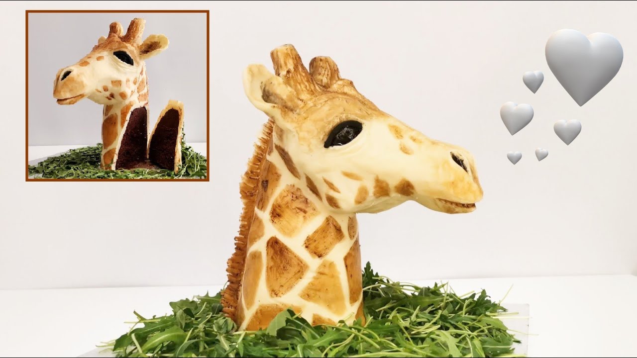 Giraffe 3D Cake. 3D Torte Tutorial - Step by step - تورتة زرافة مجسمه