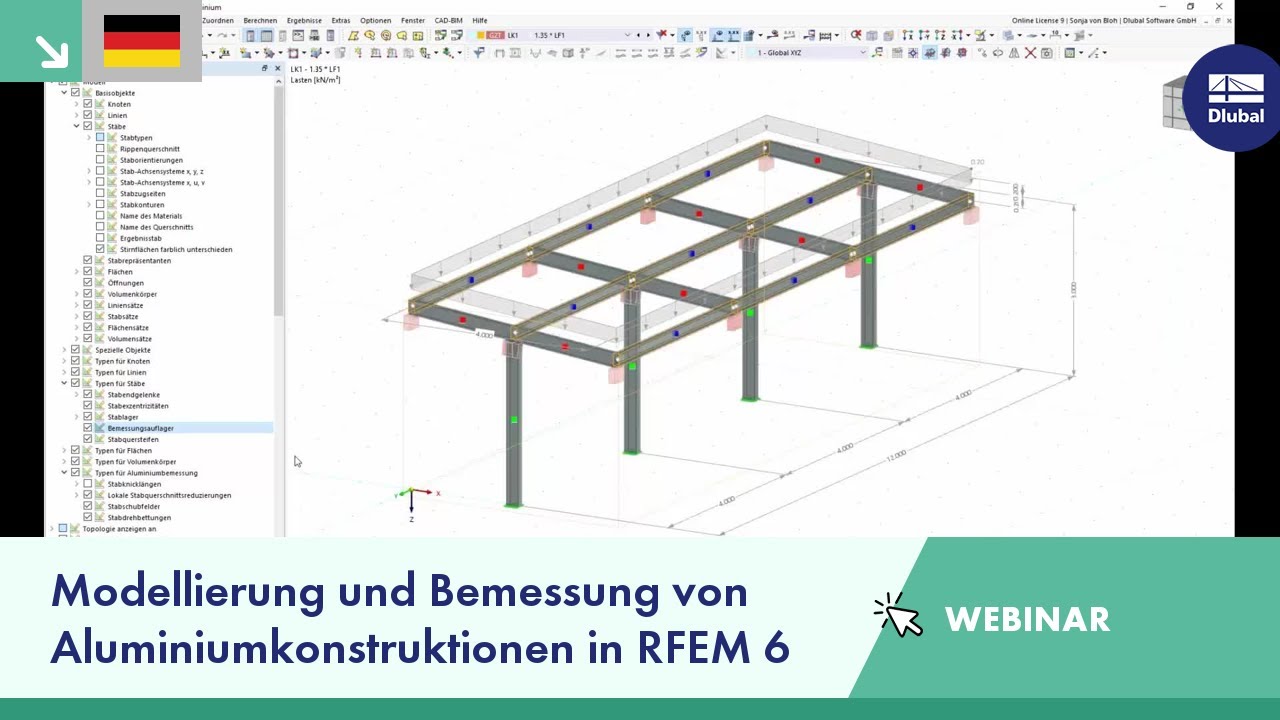 Modellierung und Bemessung von Aluminiumkonstruktionen in RFEM 6
