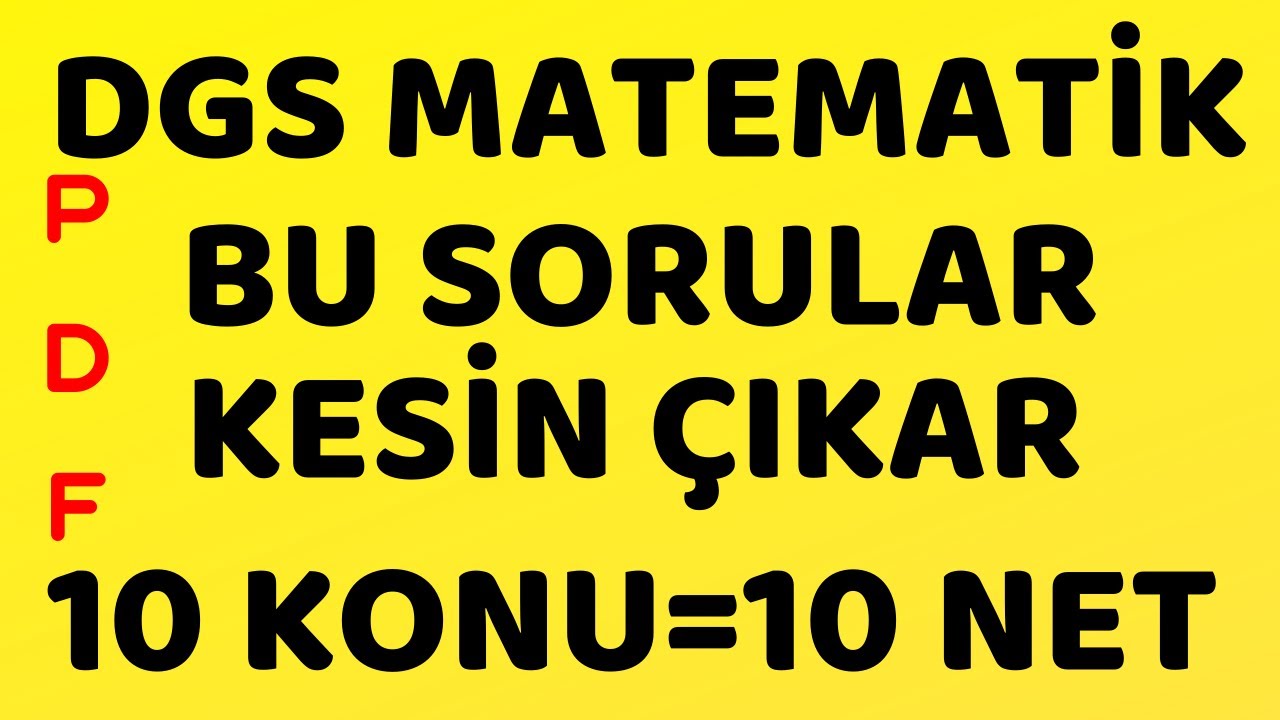 BU SORULAR DGS DE KESİN ÇIKAR