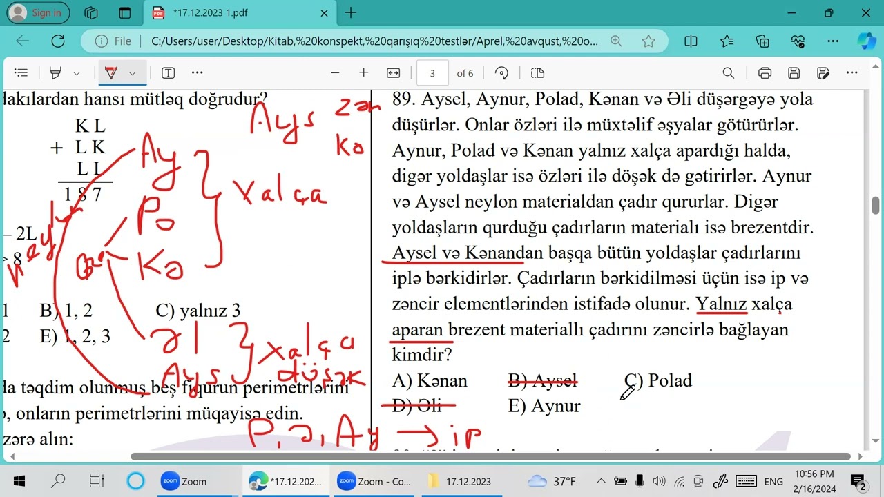 Dövlət Qulluğu - Son qəbul (17.12.2023)! Tam izah yalnız R1-dən! Part 2 (87-100)  (Məntiq)