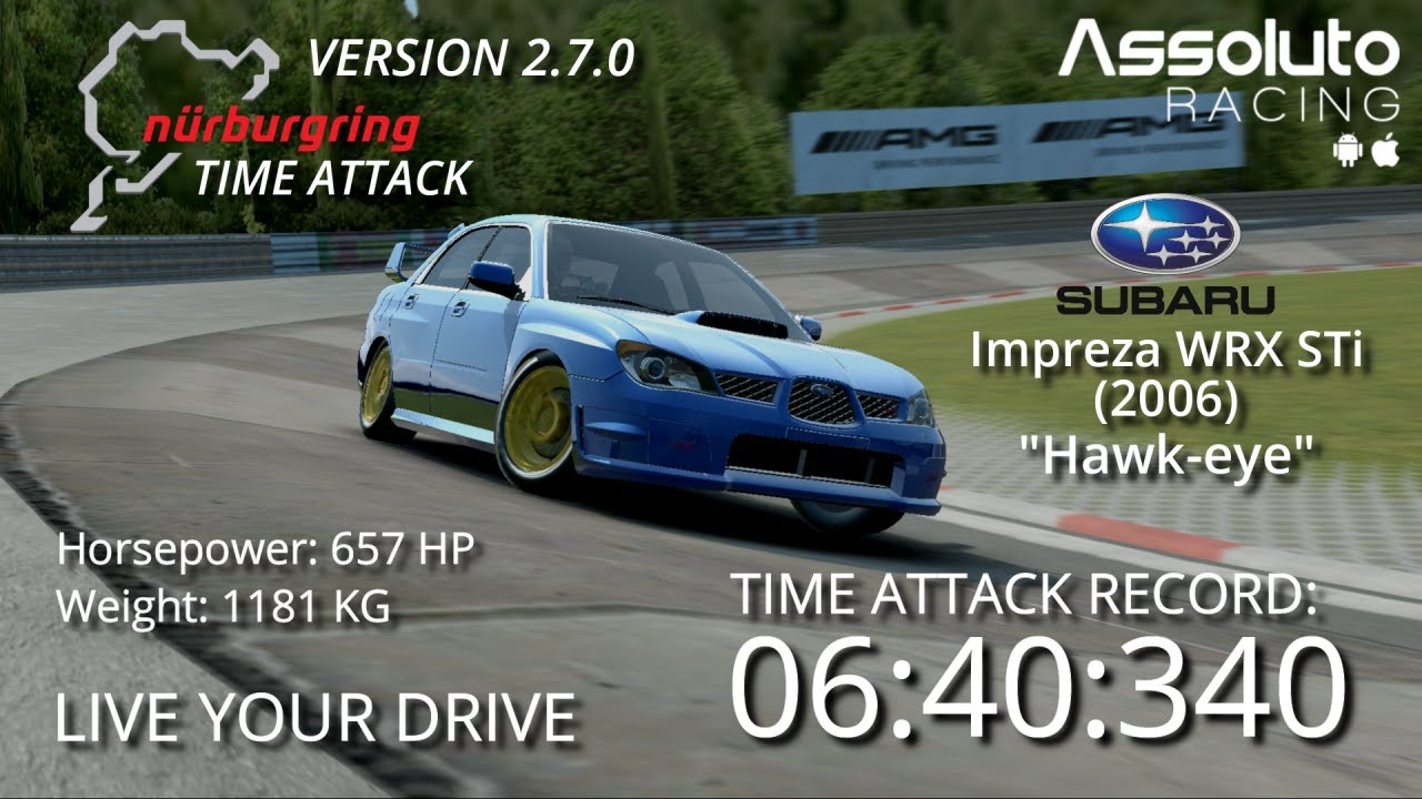 Assoluto Racing 2.7.0 | N&uuml;rburgring Time Attack [6:40:340] Subaru Impreza WRX STi '06 (Gameplay)