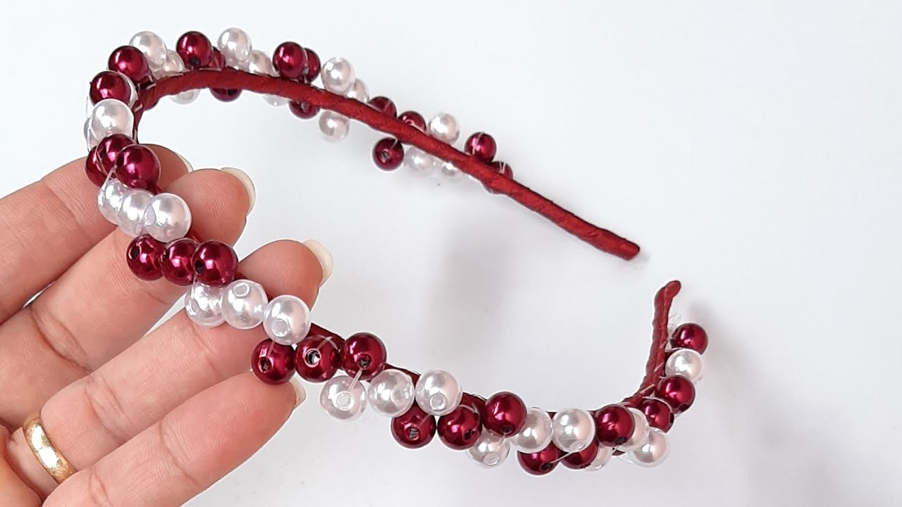 Tiara de pérolas bicolor/bem fácil de fazer para iniciante @alemimos