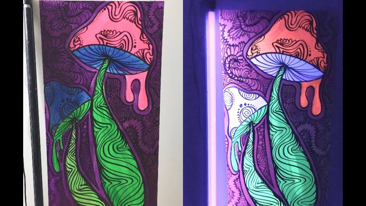 BLACKLIGHT MUSHROOM WALL PAINTING TIME-LAPSE!