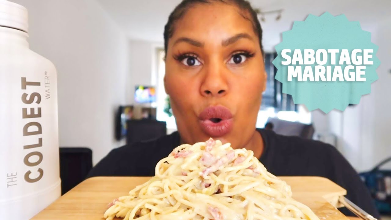 CREAMY CARBONARA SPAGHETTI MUKBANG | courrier du cœur #26