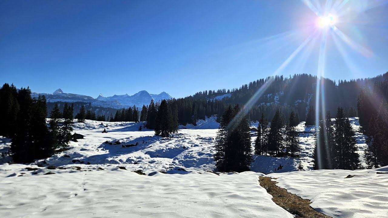 Grüenenberg Pass, Bernese Oberland, Switzerland: In Glistening Frost and Snow to Habkern. Hyperlapse