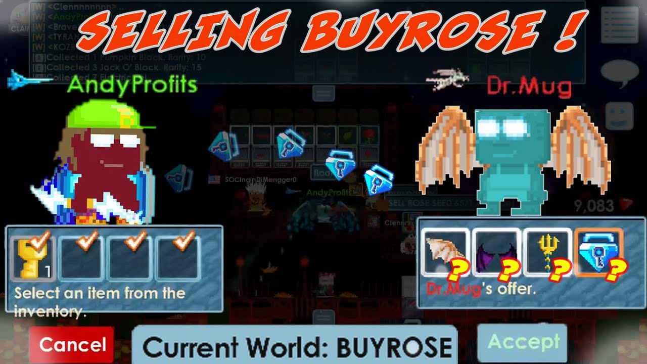 Growtopia | Buy/Sell (BUYROSE) (40BGL to 54BGL) In 1 Video!