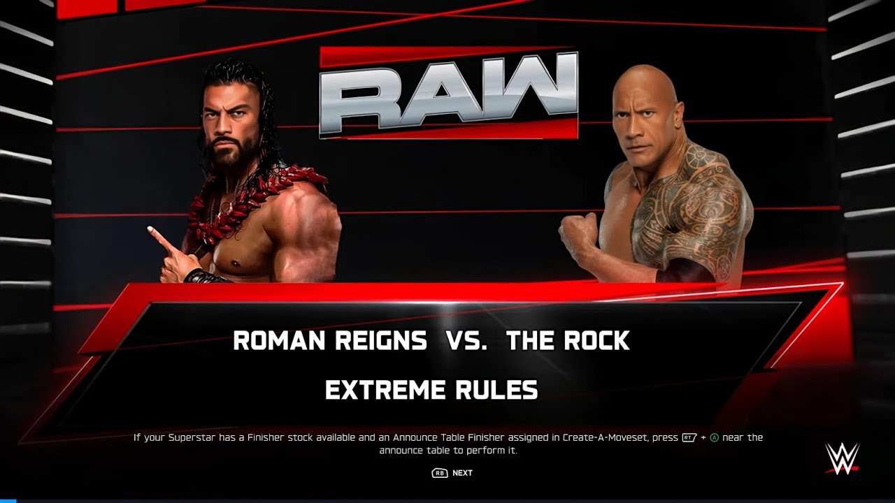 ROMEN REINGS VS THE ROCK || 🔥WWE 2K25  Extreme rules ☠️