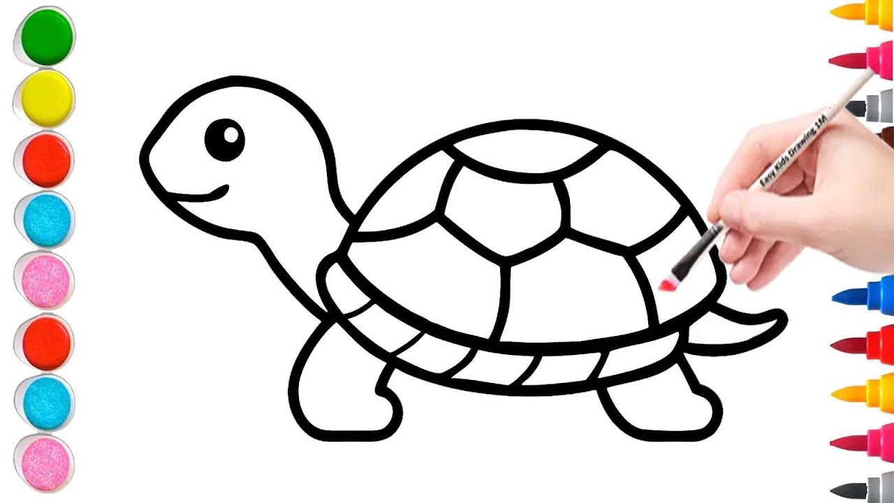 HOW TO DRAW A TORTOISE OR TURTLE STEP BY STEP FOR KIDS |