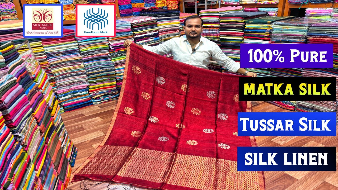 Pure Resham Matka | Pure Tussar Silk | Silk Linen | Jayashree Linen | 120 Count Cotton Saree
