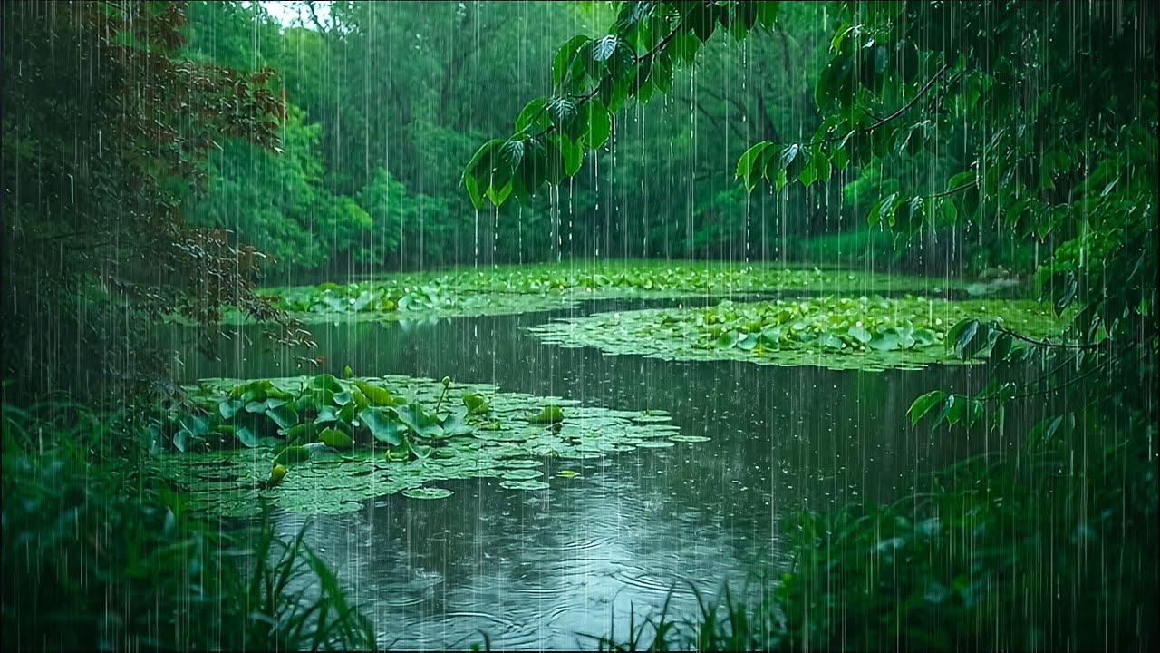 Deep Sleep Quickly with Natural Rain Sounds | Rain on Lake ASMR for Stress Relief