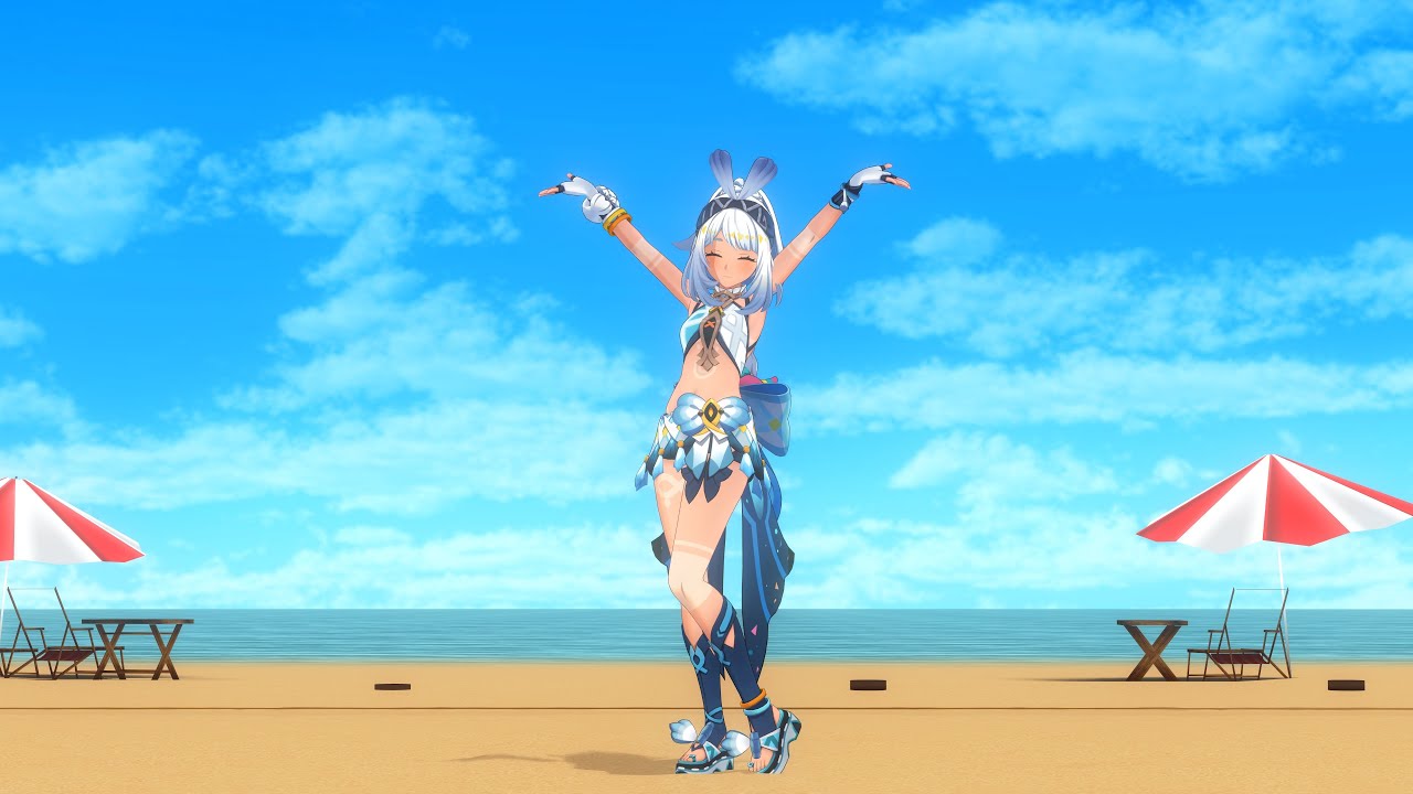 [MLTD x Genshin Impact MMD] Pon De Beach [+DL]