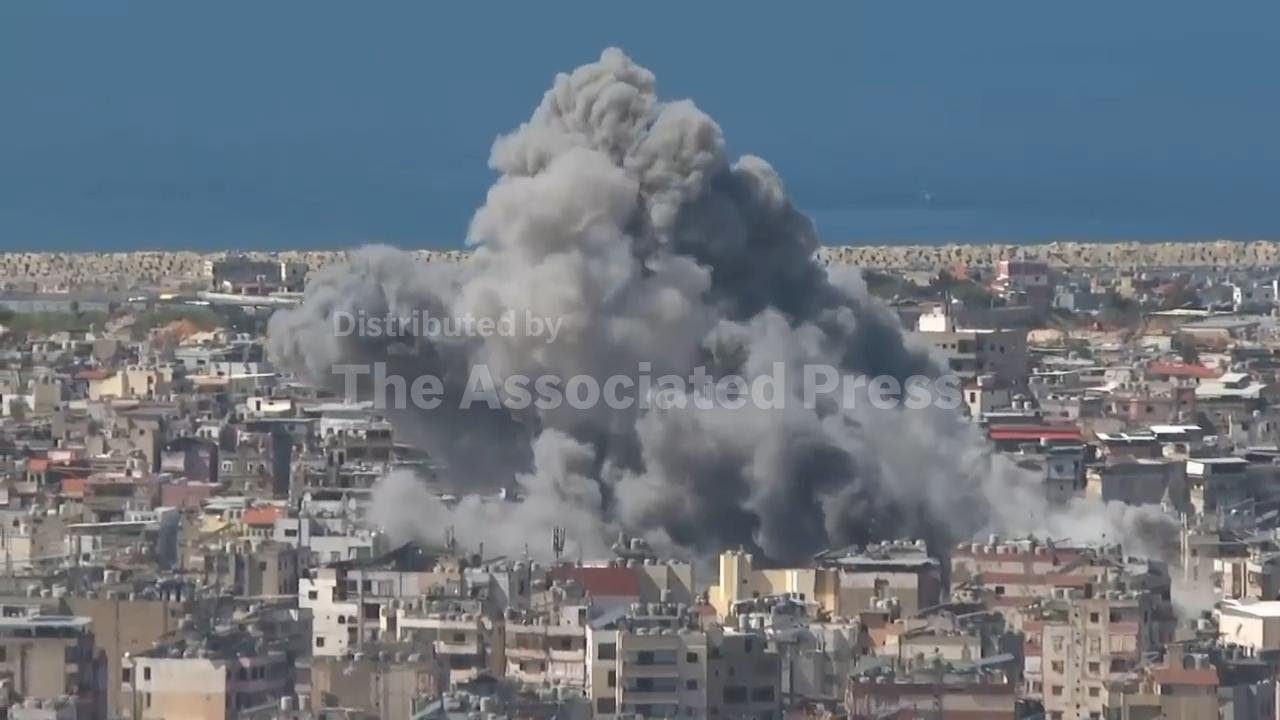 Strikes in Beirut send plumes of smoke into the air
