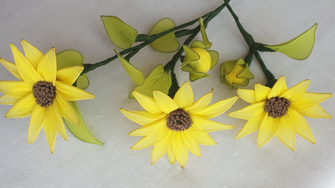 How to make nylon Sunflower | DIY sunflower #easycraft #nylonflower #DIY #sunflower