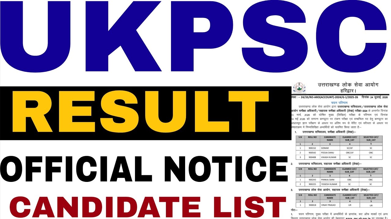 UKPSC OFFICIAL RESULT OUT | UKPSC LATEST UPDATE | UKPSC FINAL RESULT | UKPSC OFFICIAL NOTICE