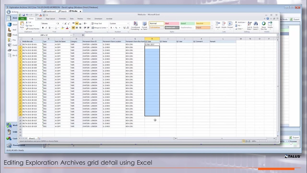 Exploration Archives tutorial: Updating records using Microsoft Excel