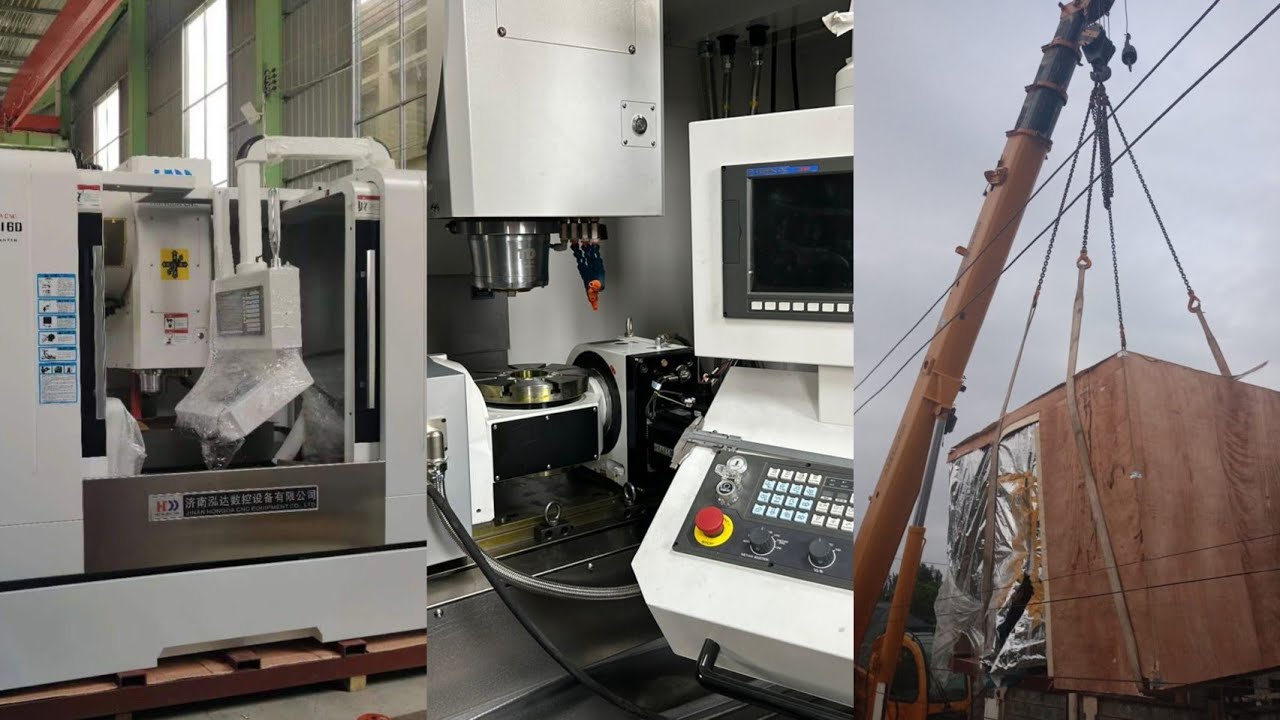 My VMC1160 5axis CNC milling machine transporting and powering up. hongda CNC