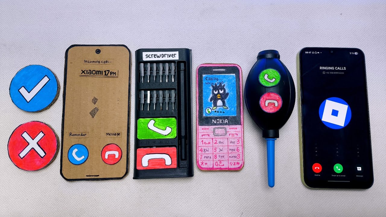 Only Button vs Xiaomi 17pm vs Screwdriver tool vs Nokia vs Blower vs Galaxy a25 incoming call