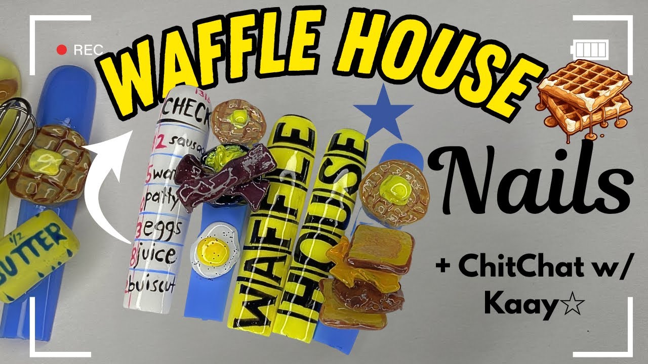 Waffle House Nails: безумный 3D + нарисованный от руки дизайн ногтей | Открытый чат с Kaay 🧇💕