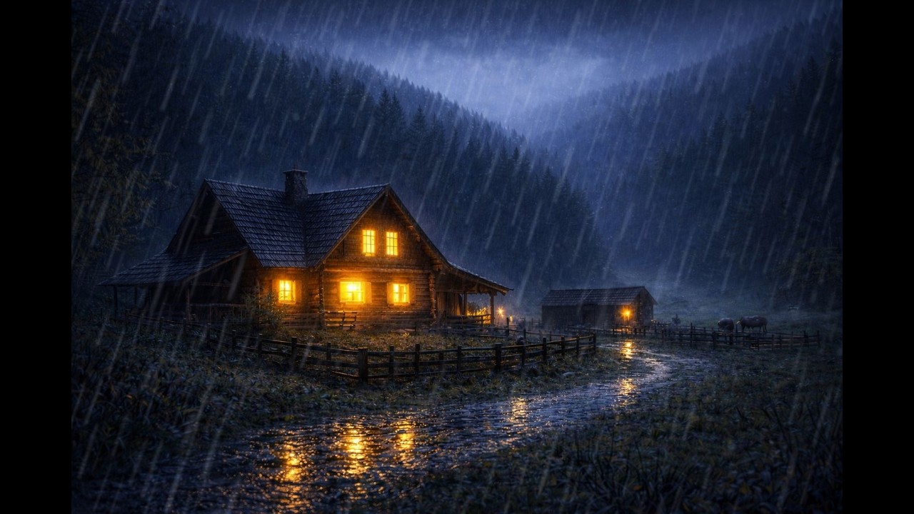 I Found Shelter in a Cozy Cabin During a Stormy Rain 🌧️ Relaxing Rain Sounds for Sleep, calm anxiety