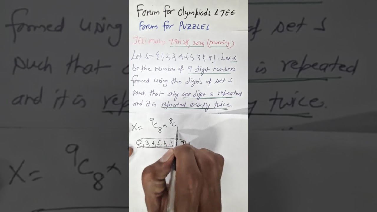 JAN 28 2026 M Let S={1,2,3,4,5,6,7,8,9}. Let X be number of 9-digit numbers formed using digits..