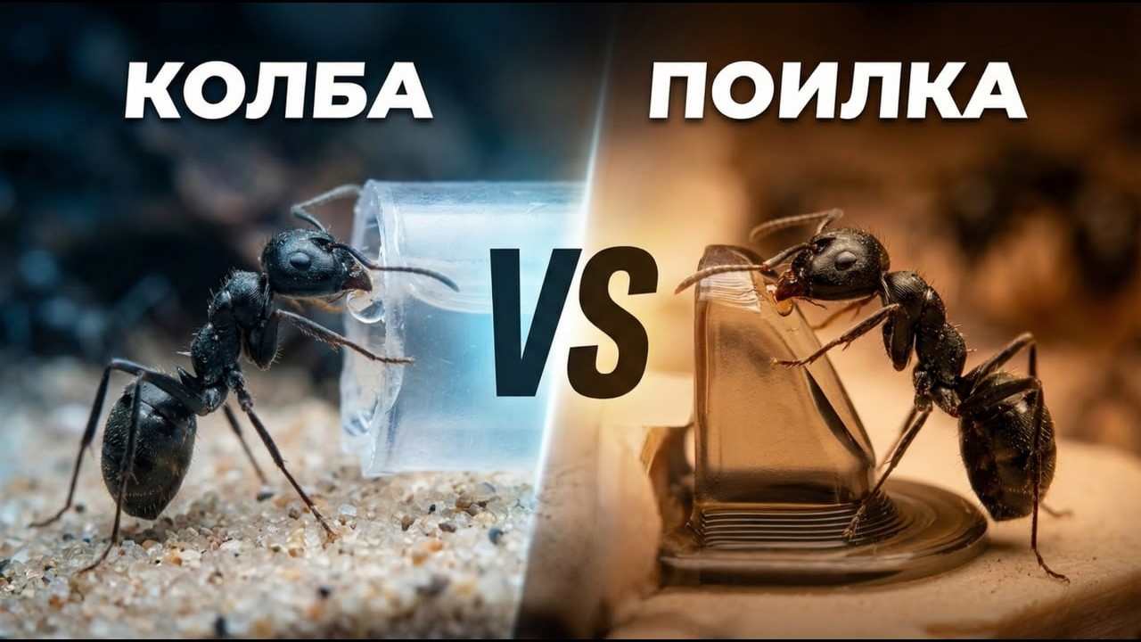 Сравнение поилок для Messor barbarus: колба, нано-губка или поилка? | Зима с муравьями (выпуск № 12)