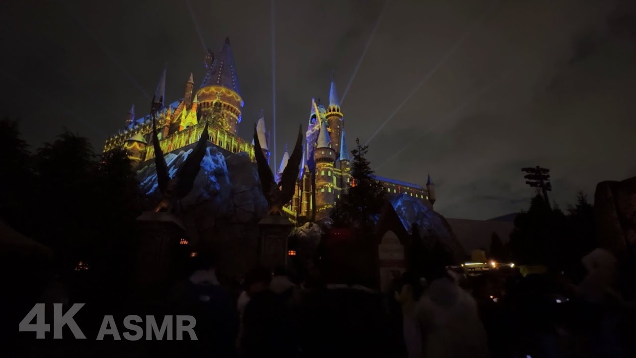 MAGICAL NIGHT at USJ | Hogwarts Castle Show & Harry Potter | 4K ASMR Walk