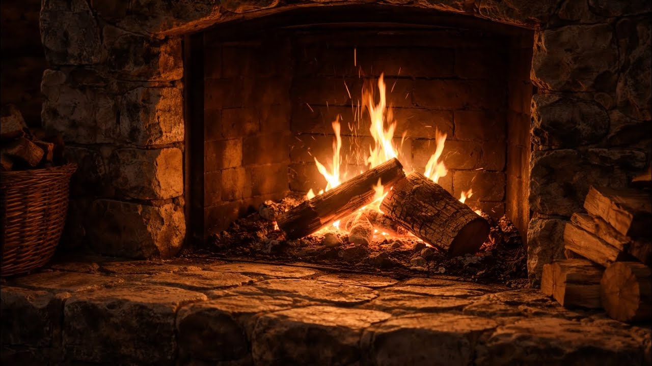 10 Hours Cozy Fireplace at Night 🔥 Calm Sleep Sounds