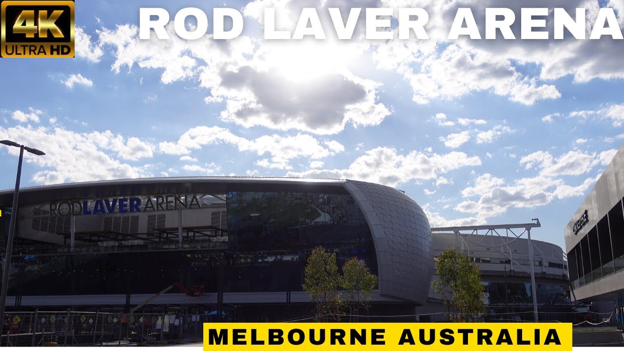 ⁴ᴷ Walking Melbourne Park: enjoy stroll around Rod Laver Arena forecourt - works underway