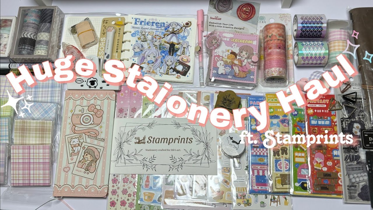 🌷Stationery Haul (Unboxing + Journal with me ft. Stamprints) journals,stickers,Washi tape