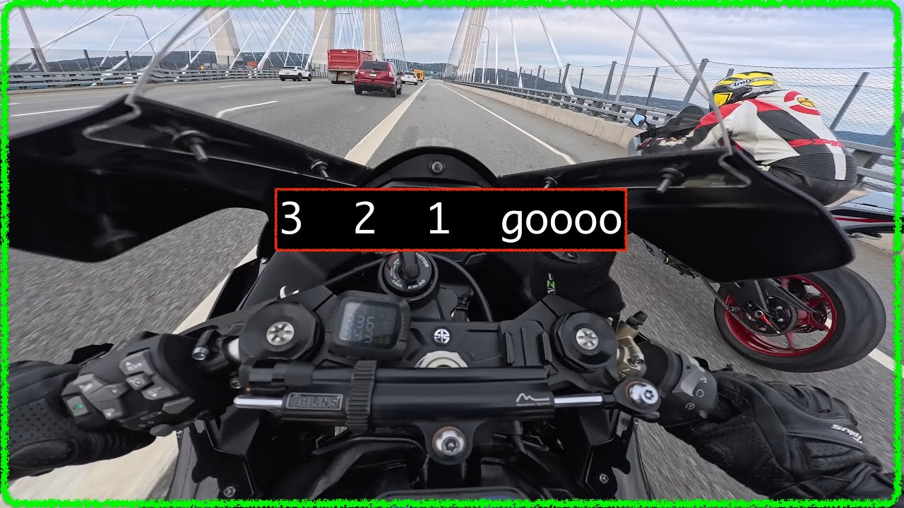 Duo Ride and Drag Racing on the bridge  #gsxr #zx10r