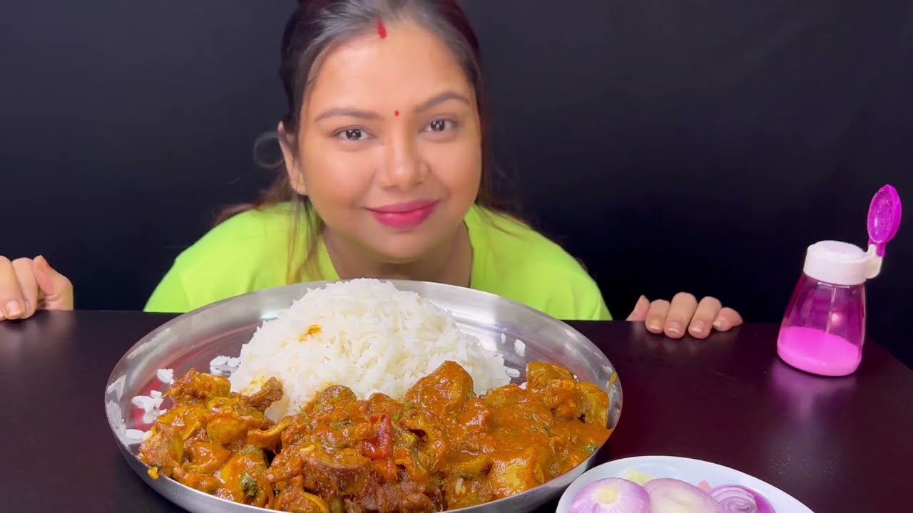 Bigbites,Eating Rice Wutj Chicken Gizzard Curry,Huge Rice,Spicy 🥵🔥 Food।।