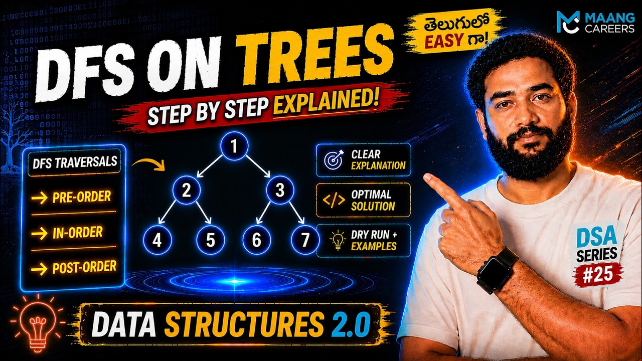 DFS ON TREES | Data Structures in Telugu | C++ Java Python 🔥