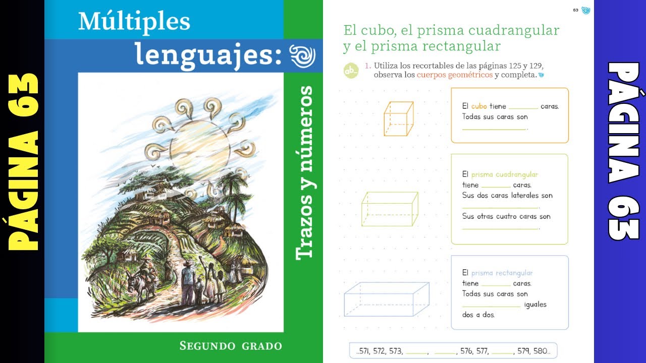 Múltiples lenguajes: trazos y números página 63 El cubo, el prisma cuadrangular y rectangular