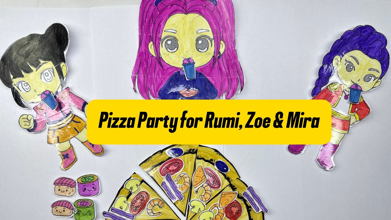 Rumi and Friends Eating Pizza & Sushi | ASMR Chewing #rumi #art #pizza 