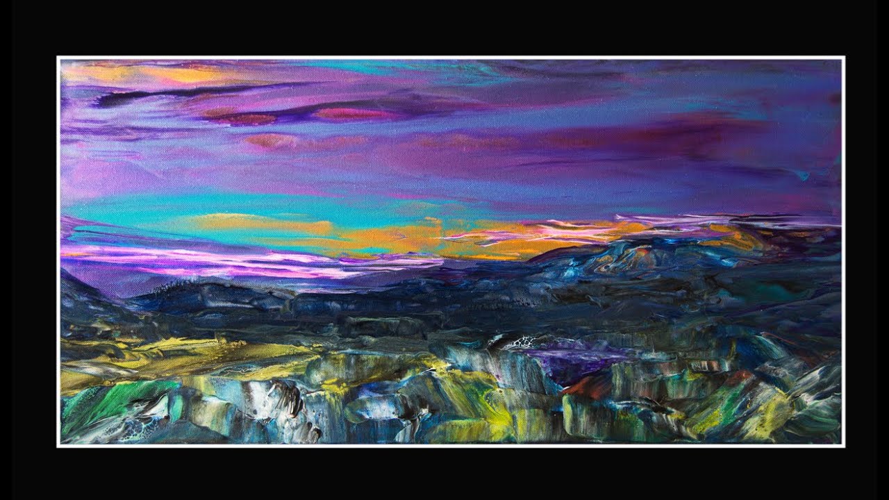 #7768 Landscape Pretty Sky Fluid Acrylic Pouring Art  2.10.2021