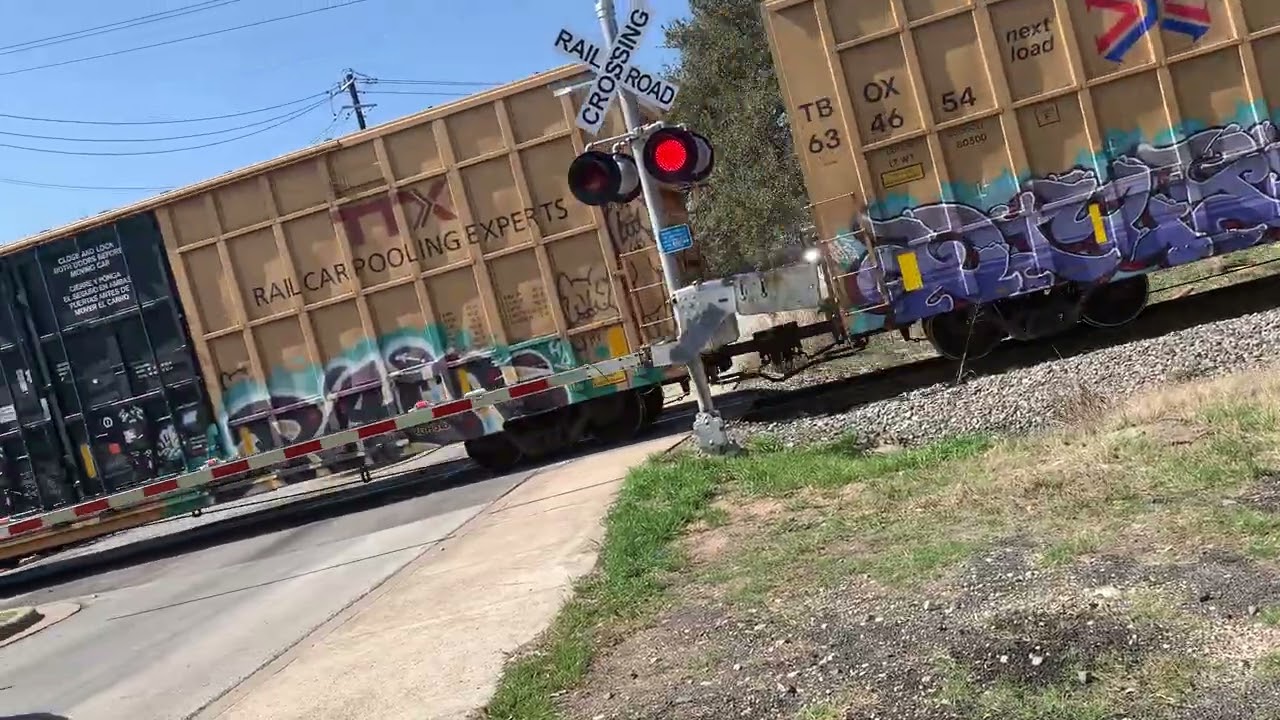 Northbound Union Pacific box car train at duval road in north Austin Texas on 2/19/26