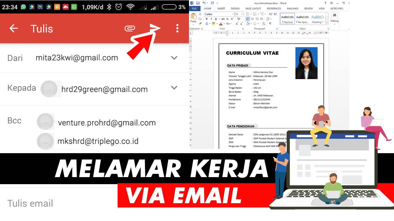 cara kirim lamaran melalui email (Melamar Kerja lewat Email) di HP